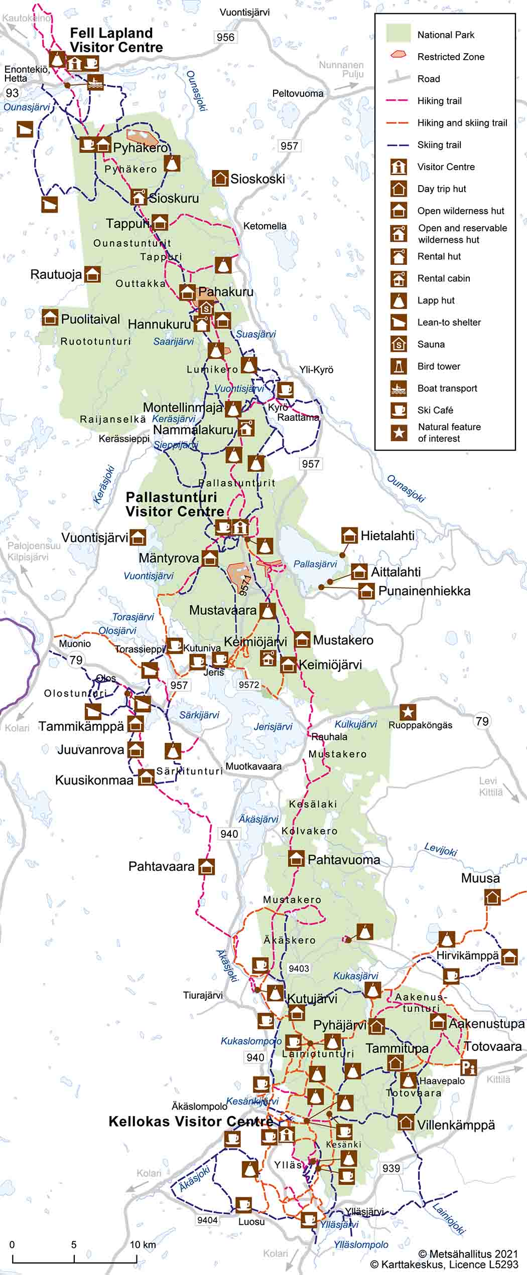 Maps of Pallas-Yllästunturi National Park 