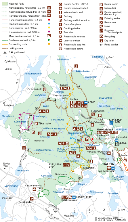 Map of Nuuksio National Park. © Metsähallitus 2014